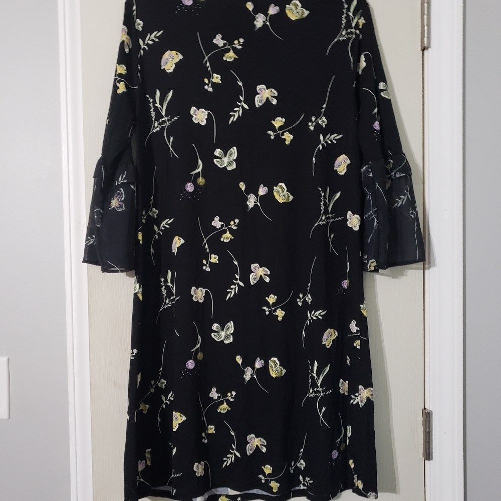 LC Lauren Conrad Black Floral Dress Size L NWT - Picture 5 of 5